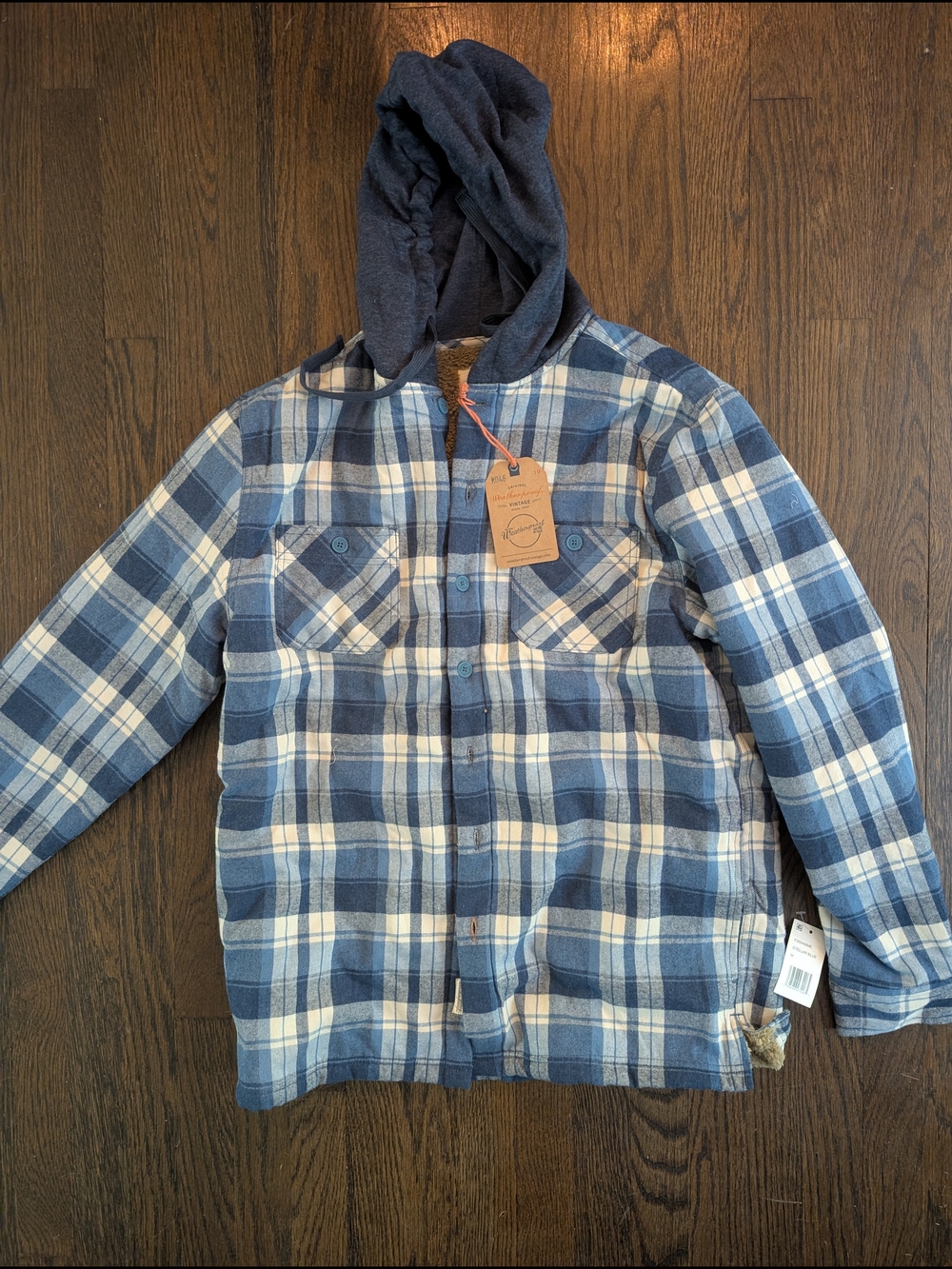 Men's Blue Plaid Hooded Flannel Jacket